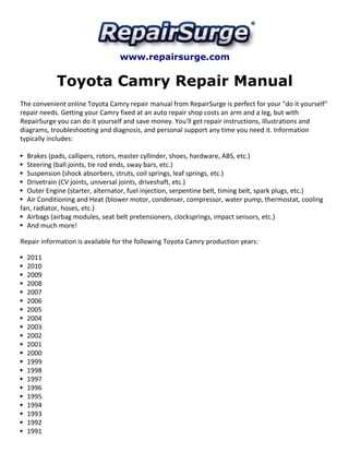 2007 toyota camry repair manual