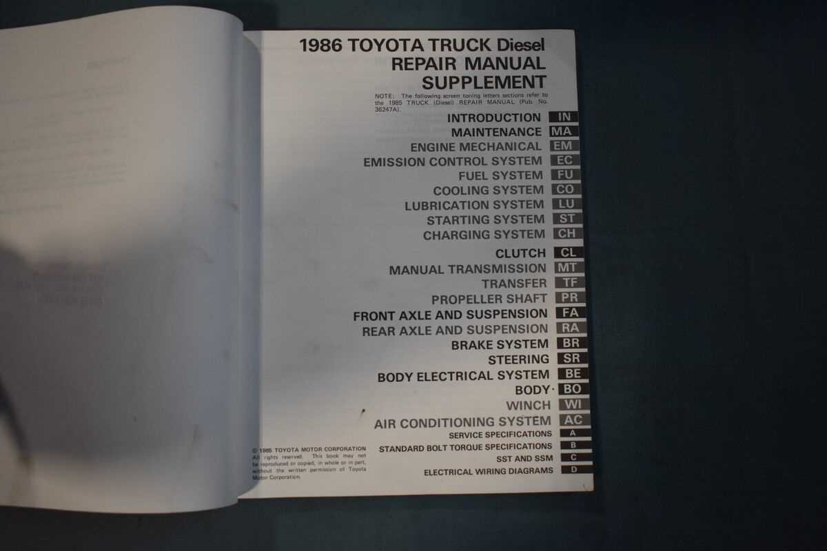 1986 toyota truck repair manual