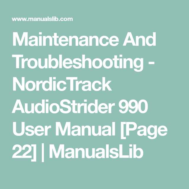 nordictrack audiostrider 990 repair manual