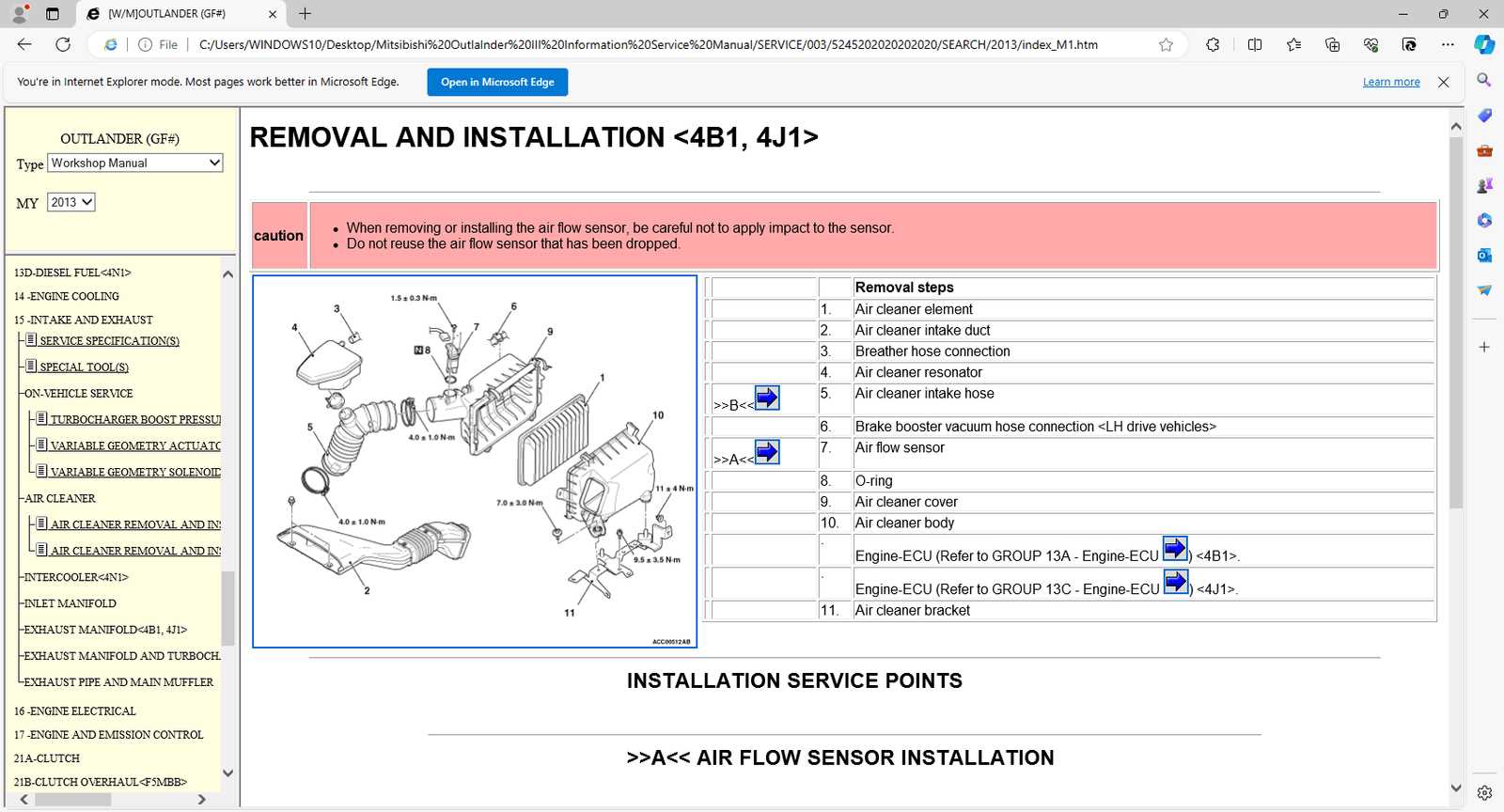 2016 mitsubishi outlander repair manual