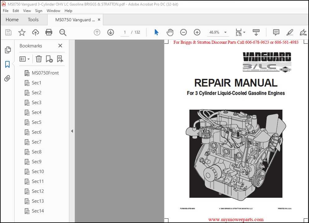 briggs and stratton vanguard v twin ohv repair manual